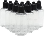 Plastic flesje 50ml (10 stuks) met dop - leeg - transparant / clear - reisverpakking - druppelflesje - druppelaar - verpakking