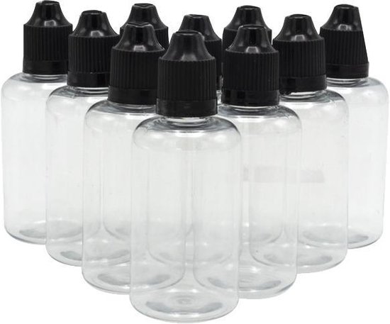 Plastic flesje 50ml (10 stuks) met dop - - transparant / - reisverpakking -... | bol.com