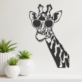 Wanddecoratie - Giraf - Dieren - Hout - Wall Art - Muurdecoratie - Woonkamer - Zwart - 46.5 x 29 cm