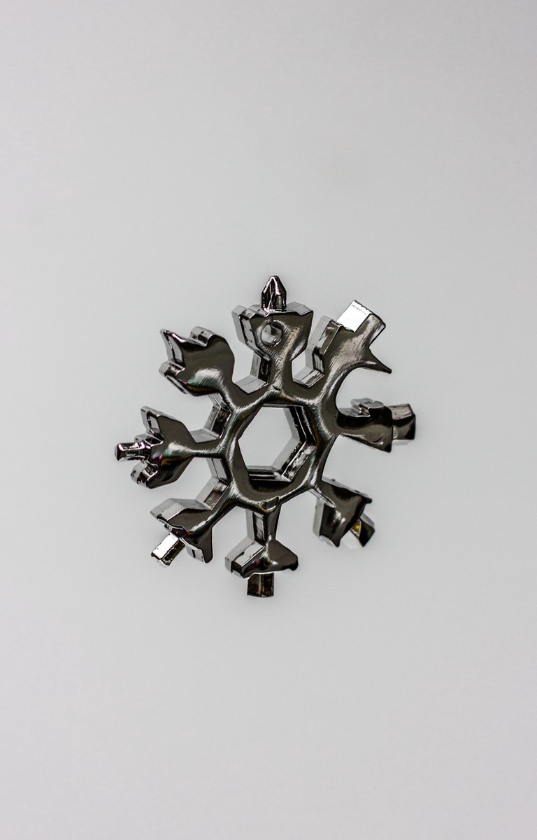 Multitool Fiets Sleutelhanger - Zilver -18 in 1 - Sneeuwvlok Mtitool - Snowflake