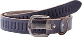 Riem - Riemen - Streepjes - Blauw - 3 cm - Unisex - 100% Leren - Leder - Riem Maat 85