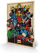 Marvel Comics Officiele Retro Avengers in Actie - Houten Wandbord 20 X 29.5 cm