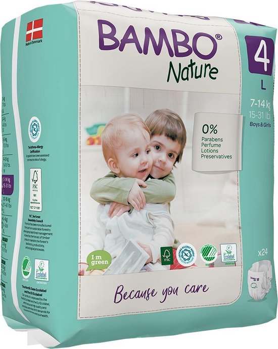 Bambo Nature luiers maat 4 L (7 tot 14 kg) 24 stuks | bol