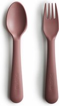Mushie kinderbestek - vork en lepel - Kleur Woodchuck - Set van 2