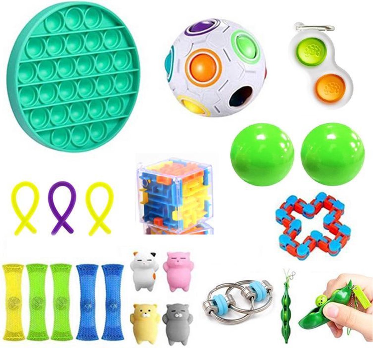 Fidget toys pakket - POP IT - Simple Dimple - Pea Popper - Squishy Dieren -  Monkey... | bol
