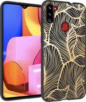 iMoshion Design voor de Samsung Galaxy M11 / A11 hoesje - Bladeren - Zwart / Goud