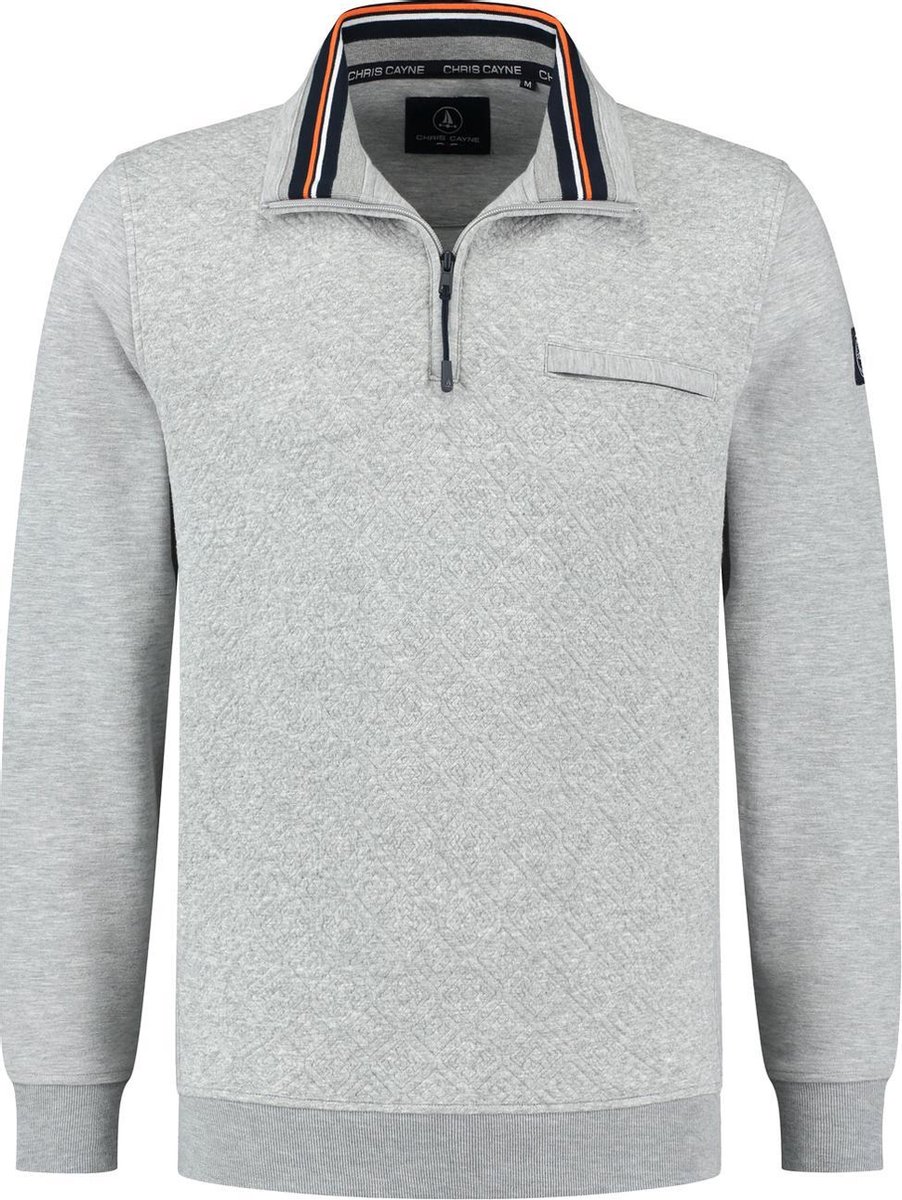 Chris Cayne - Sweater Half Zip - Heren - Trui - Grijs - Maat XL
