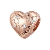 Vintage hart rose gold plated bedel | heart bead | Zilverana | geschikt voor Biagi , Pandora , Trollbeads armband | 925 zilver