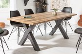 Industriële eettafel 160cm eiken look met zwarte X-poten