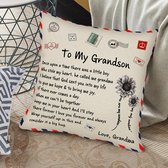 TDR - Sierkussensloop- 45x45 cm  - leuk als cadeau voor grootmoeder naar kleinzoon -  "To my grandson"