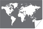 Witte wereldkaart met een donkergrijze achtergrond Poster | Wereldkaart Poster 180x120 cm