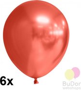 Rood chrome ballonnen, 6 stuks, 30cm