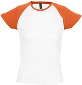 SOLS Dames/dames Melkachtig Contrast T-Shirt met korte mouw (Wit/oranje)