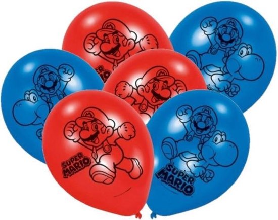 Super Mario thema ballonnen 12x stuks - Feestartikelen verjaardag versiering