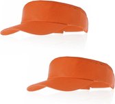 10x stuks oranje zonneklep/visor voor volwassenen. Oranje/holland thema petjes. Koningsdag of Nederland fans supporters