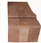 Série de nappes - marron uni avec bord ajouré - Chemin de table 140 cm