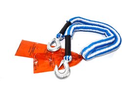 JUMBO sleepkabel stretch 2500 kg, blauw wit, rode veiligheidsvlag, auto slepen