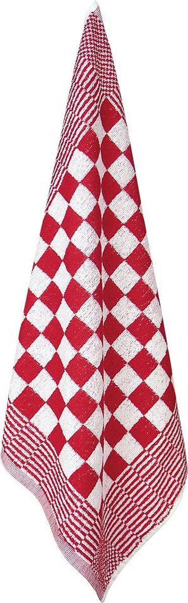 Treb Horecalinnen Handdoeken 5 Stuks Rood en Wit Geblokt 50x50cm - Treb AD