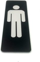 Deurbordje Toilet - WC bordjes – Tekstbord WC – Toilet bordje – Heren - Man - Bordje – Zwart - Pictogram - Zelfklevend – 5 cm x 15 cm x 1,6 mm - 5 Jaar Garantie