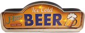 Retro Metalen Muurdecoratie - Ice cold Beer (design) met 3 Lichtpunten - Vintage - 40 cm x 14 cm