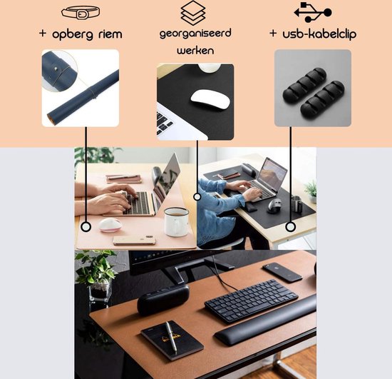 Tapis De Bureau 80x40cm Imperméable Antidérapant - Sous-Main Gaming Et Travail Noir