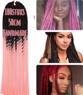 Faux Locs Braids hair Braiding Crochet Hair Dreads klitvrij handmade Ombré zwart rosé