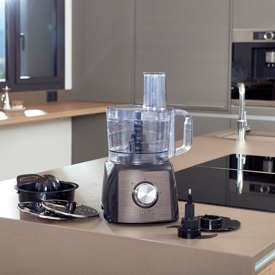 Black & Decker BXFPA1200E keukenmachine 1200 W 1,5 l Zwart, Roestvrijstaal
