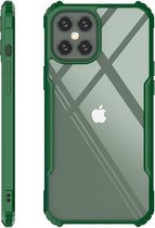 Hoesje geschikt voor iPhone 12 Pro Max - Super Protect Slim Bumper - Back Cover - Groen/Transparant