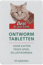 Best for your friend - ontwormtabletten katten - tegen haak-, spoel en lintwormen - 10 wormtabletten kat