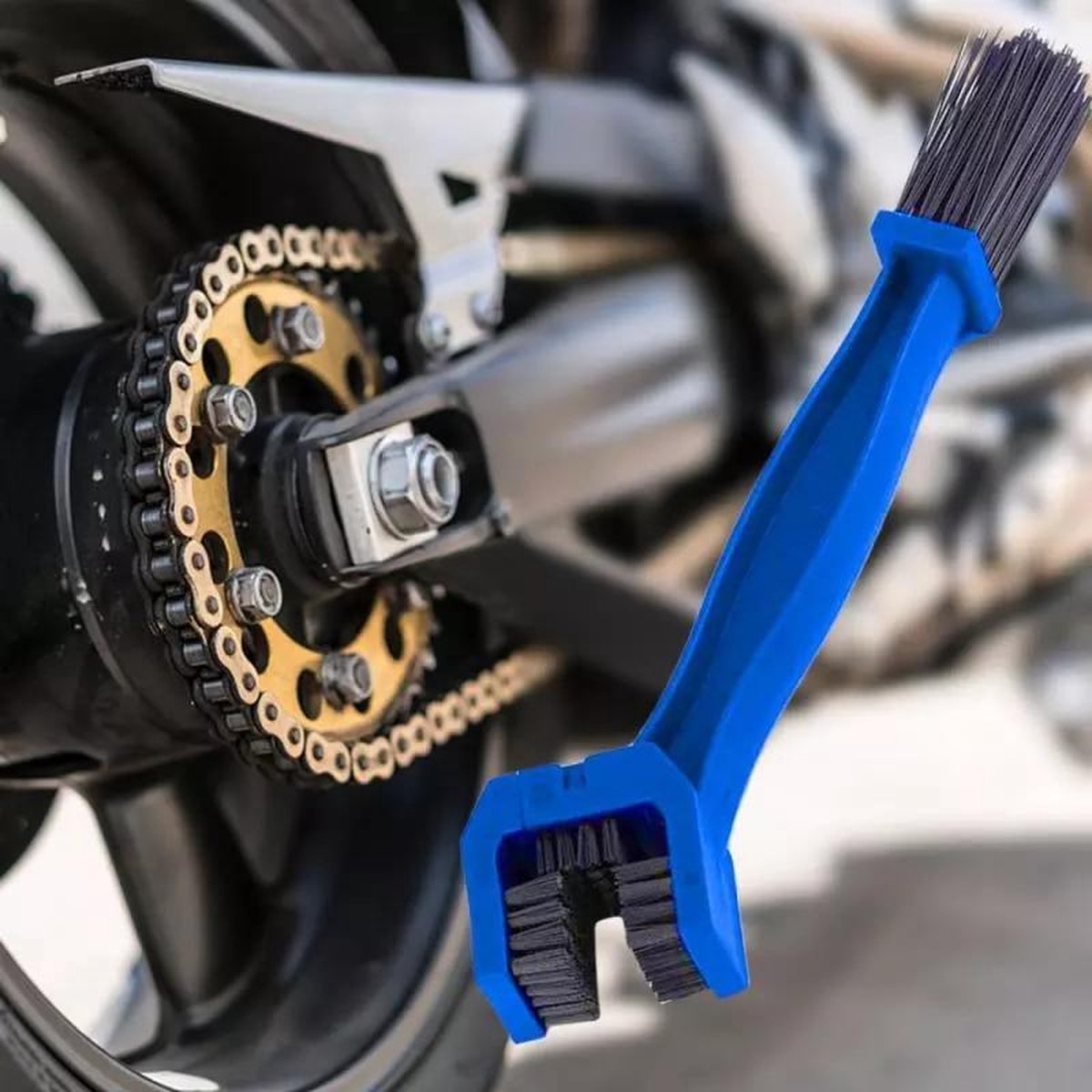 Kettingborstel motor fiets (ZWART) Ketting Borstel motorfiets