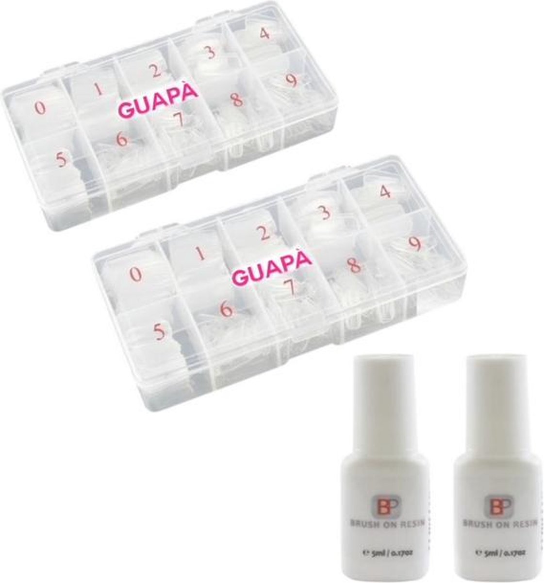 Goedkoopste GUAPÀ - Nagel Tips Kunstnagel Set incl Nagellijm 1000 Stuks voor het verlengen van je nagels - Acryl en Gel - 2 x 500 stuks Transparant 2 x 5 ml Nagellijm