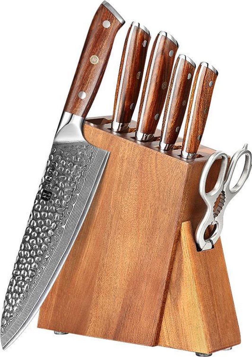 Couteaux japonais professionnels Nakiri 7 pouces, 67 couches, en