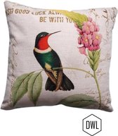 Sierkussen - Sierkussen, Hoes En Binnenkussen Wonen Met Tweezijdige Opdruk - 45 X 45 Cm - Kolibri - Vogel Woonaccessoires Wonen Kussentje Trendy Jungle Planten Tekst - Natuur Diere