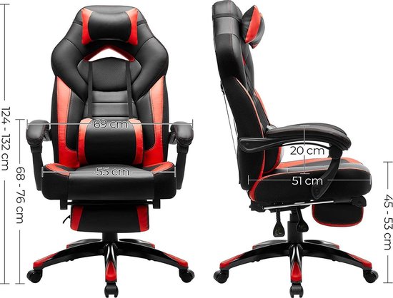 gaming stoel, bureaustoel met voetensteun, bureaustoel, ergonomisch  design,... | bol.com