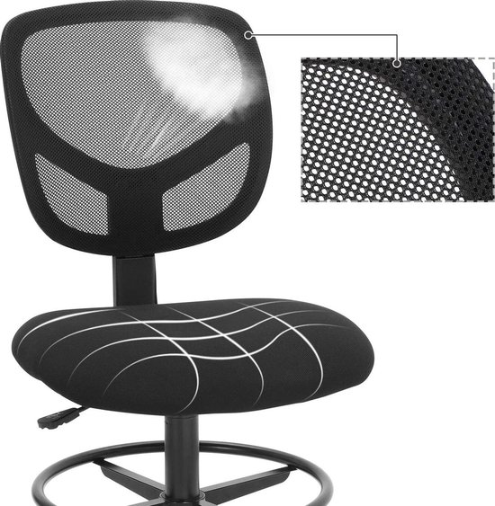 Omgaan met Andere plaatsen Illusie Bureaustoel, ergonomische werkkruk, zithoogte 51,5-71,5 cm, hoge werkstoel  met... | bol.com