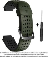 Zwart Groen siliconen wearable bandje voor de Garmin Forerunner 220, 230, 235, 620, 630, 735XT, Approach S20, S5 & S6 – Maat: zie maatfoto - horlogeband - polsband - strap - silico