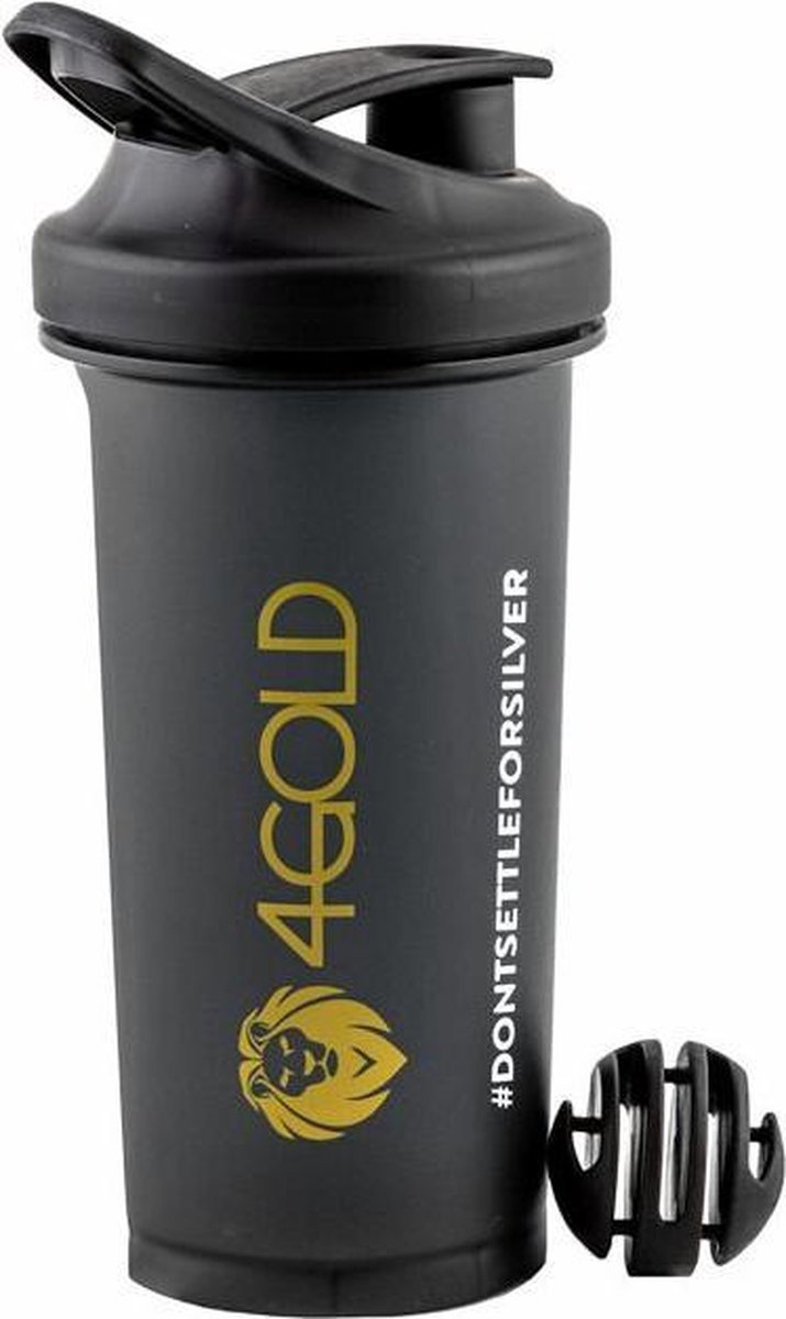 4Gold Shaker, lekvrije sport waterfles, BPA-vrij, sport accessoires, zwart, 700ml