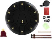 Happy Goodz Lotus drum set klankschaal 20cm - 11 tongen - handdrum Zwart - Tongue Drum  steeldrum- meditatie - sound healing behandeling - handpan - kalmerend effect - mediteren - ontstressen