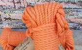 Cafuné Macramé Touw-8 mm-24 m-250gr-Oranje-Uitkambaar-Katoen-Getwijnd 3 Strengs