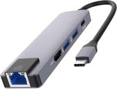 Maxxions Multiport Adapter MacBook - Internet Netwerk Hub HDMI (4K) Adapter - RJ45 - USB 3.0 - USB-C input voor opladen (PD 3.0) - Extra snelle gegevensoverdracht
