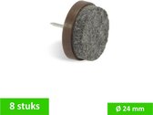 TQ4U meubel viltglijder - Ø 24 mm - bruin - met stalen nagel 14 mm - 8 STUKS