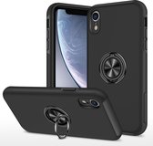 Hard Cover met ring en magneet geschikt voor Apple iPhone XR Hoesje Zwart - Shockproof