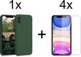 iPhone X hoesje groen - iPhone X hoesje siliconen case hoesjes cover hoes - 4x iPhone X screenprotector