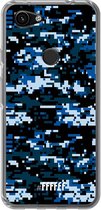 6F hoesje - geschikt voor Google Pixel 3a -  Transparant TPU Case - Navy Camouflage #ffffff
