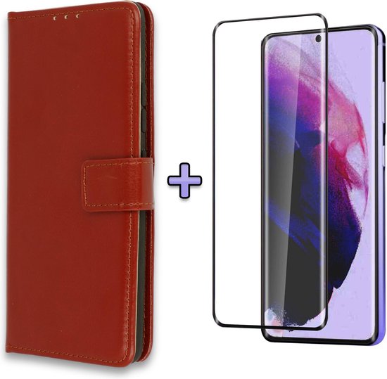 Samsung Galaxy A42 5G Case Brown - Wallet Book Case - Porte-cartes & Languette magnétique & Protecteur d'écran complet