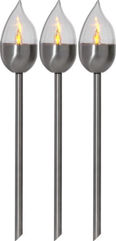 RTM Lighting Solar Fakkels -Zilver -Set van 3 -40CM -Zonne-Energie