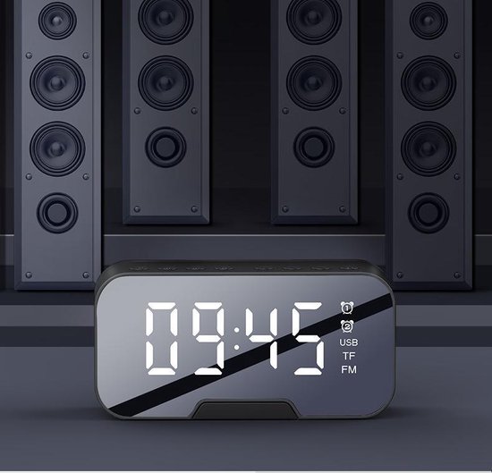 Digitale wekkerradio Digitale wekker met bluetooth speaker Spiegel Radio FM