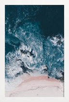 JUNIQE - Poster in houten lijst I Love The Sea -20x30 /Turkoois