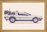 JUNIQE - Poster met houten lijst DeLorean-tijdmachine - Back to the