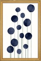 JUNIQE - Poster met houten lijst Waterflowers -30x45 /Blauw & Wit